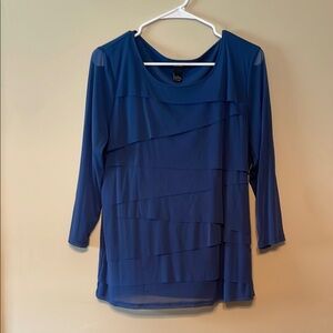 Alfani Blue Ruffled 3/4 Sleeve Blouse